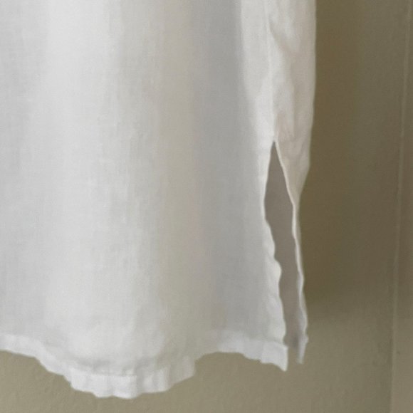 Snappy Turtle Tunic 100% Linen Lagenlook White Cowl Neck Pockets 1/2 Sleeve Sz S - Picture 5 of 9